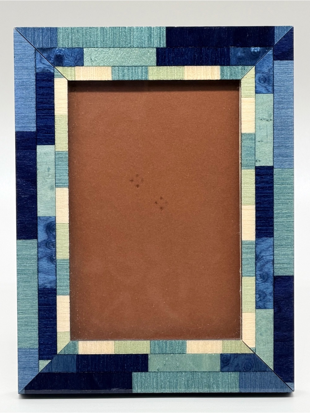 Natalini Italy Blue Green Wood Marquetry Inlaid 4x6 Photo Picture Frame